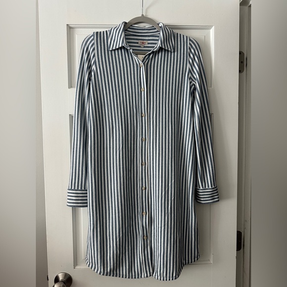 NWT Faherty Legend Striped Long Sleeve Button Down Sweater Dress - Picture 3 of 8